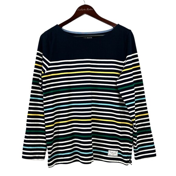 Talbots Authentic Womens M Striped Long Sleeve Tee Shirt Cotton Multicolored H4 - Picture 1 of 12